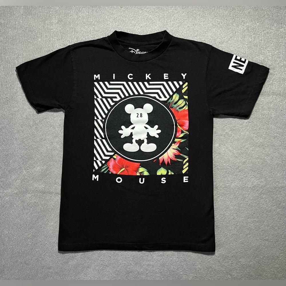 Disney x Neff Mickey Mouse Men’s T-Shirt Small Black Floral 28 Graphic Collab